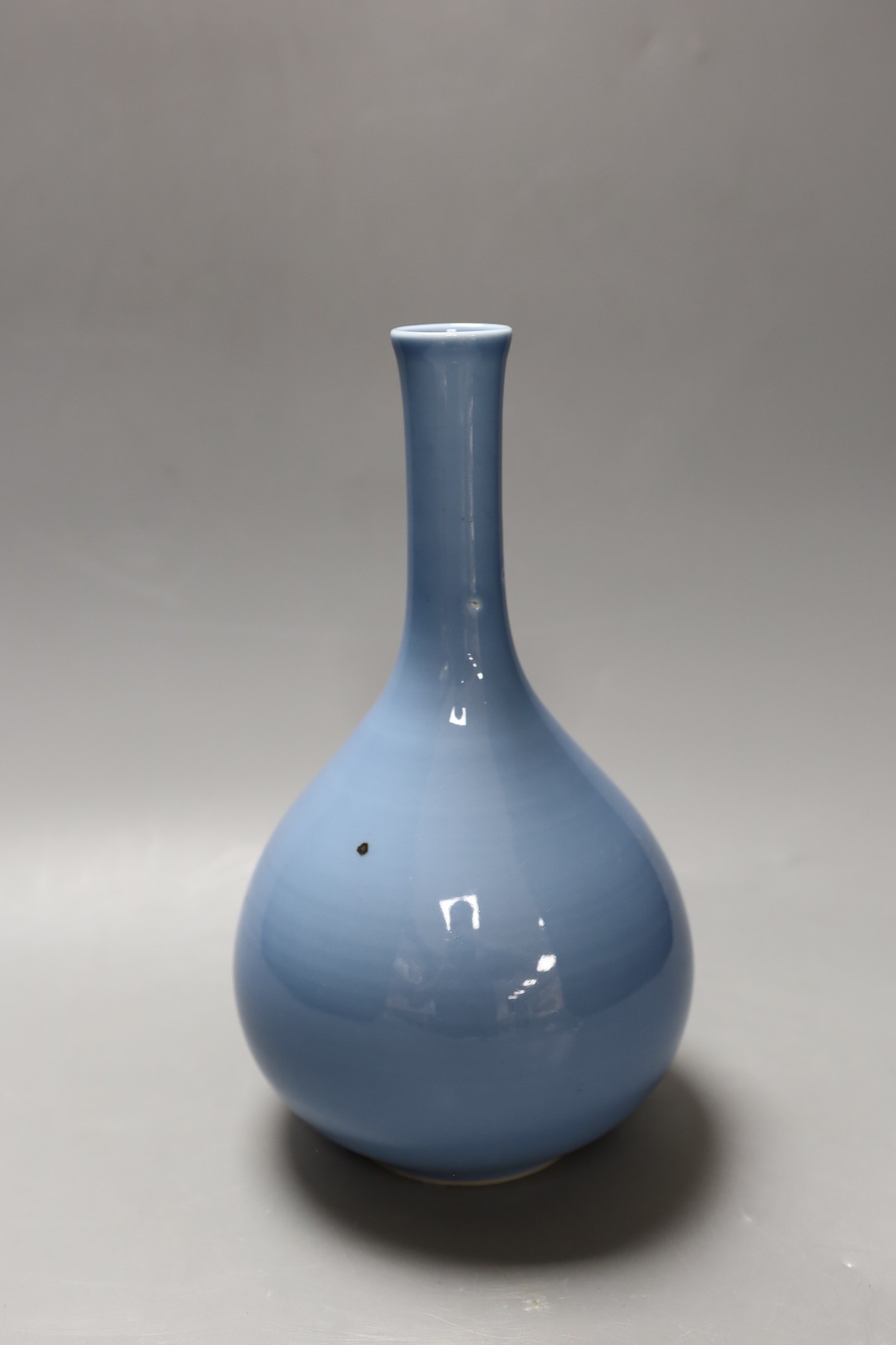 A Chinese claire du lune glazed bottle vase. 26cm tall